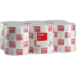 KATRIN Handtuchrollen Centerfeed Classic M 1-lagig - Handtuchrollen für Lebensmittelkontakt, 6 Rollen à 300 m, 1000 Blatt pro Rolle, ideal für Gastronomie und Hygiene, zertifiziert nach ISO 9001 und ISO 14001.