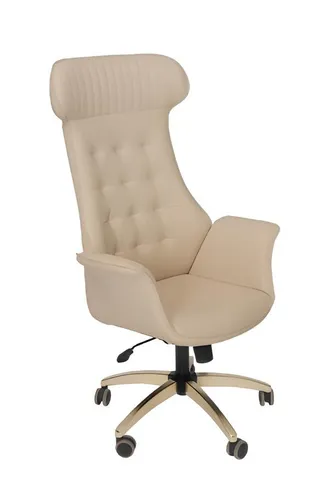 Beige Bürosessel mit Armlehnen und Metallgestell - Moderner Bürostuhl für Erwachsene, ideal für das Arbeitszimmer. Mit Armlehnen und einer Sitzhöhe von 47 cm bietet er hohen Komfort und Stabilität. Maße: 77 x 66 x 106 cm, einfache Montage.