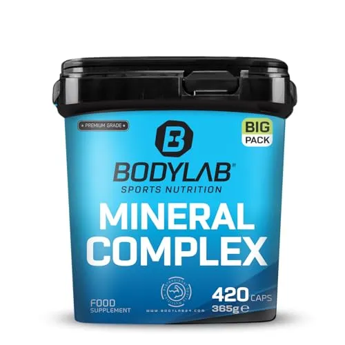 Bodylab24 BIG PACK Mineral Complex 420 Kapseln, mit 8 essentiellen Vitaminen und Mineralien, mit den Vitaminen A und B12, Folsäure, Eisen, Zink, Magnesium, Calcium und Selen, leicht zu schlucken