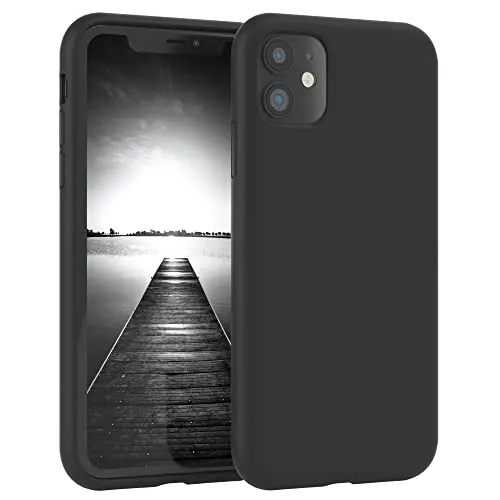 EAZY CASE Premium Silikon Handyhülle kompatibel mit iPhone 11 Slimcover mit Kameraschutz und Innenfutter, Silikonhülle, Schutzhülle, Bumper, Handy Case, Hülle, Softcase, Schwarz