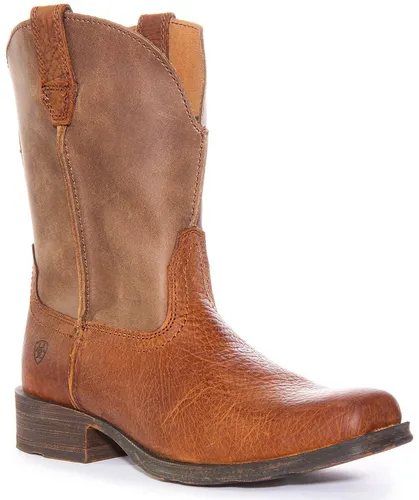 ARIAT Rambler IN Quadratische Zehe Cowboy Leder Stiefel Hellbraun Größe EU 36-42
