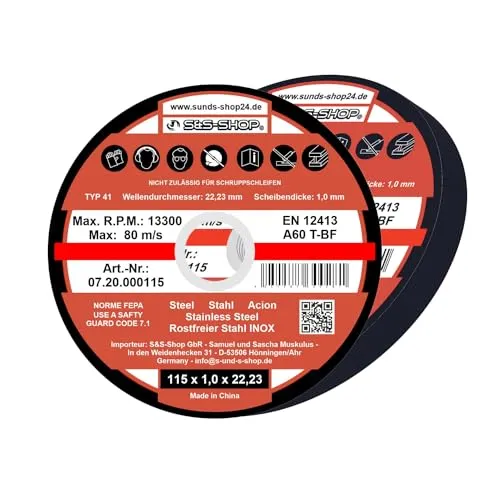 INOX Trennscheiben für Trenn-/ oder Winkelschleifer - Ø 115 mm Wellendurchmesser/INOX/Flexscheiben 10