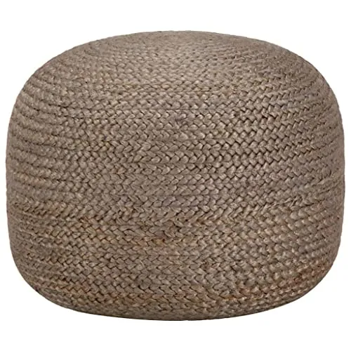 vidaXL Handgefertigter Sitzpuff Pouf in Hellgrau - Sitzsäcke – Stilvoller und komfortabler Fußhocker aus geflochtenem Jute, ideal für entspannte Momente und als dekoratives Element in Ihrem Zuhause.