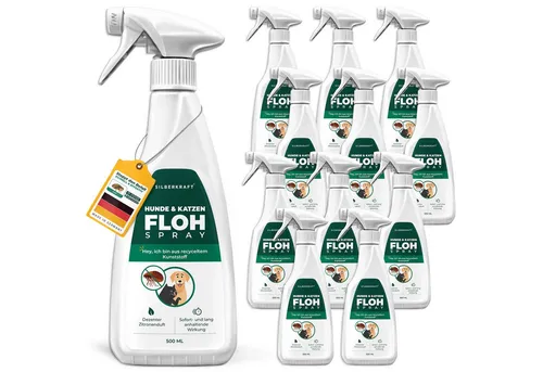 Silberkraft Flohspray für Hunde & Katzen - 500 ml Anti-Floh-Spray - Effektives Flohspray für Hunde & Katzen – schützt zuverlässig vor Flohbefall mit Geraniol. Made in Germany, ideal für Fell und Umgebung. Schnelle Wirkung für ein flohfreies Leben!