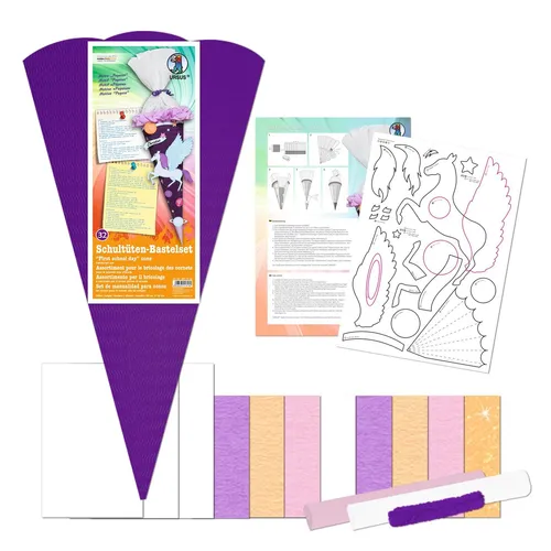 Ursus Schultüte Pegasus 9850032, Bastelset für Mädchen, eckig, 68 cm - 16-teiliges Bastelset für eine individuelle Schultüte mit Pegasus-Motiv. Ideal für kreative Schulanfängerinnen. Enthält alles für eine 68 cm lange, dekorierte Schultüte.