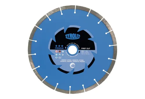 TYROLIT Diamant-Trennscheibe PREMIUM*** Fast Cut 230 mm - Diamant-Trennscheibe für Trocken- und Nassschnitt, extrem schnittfreudig und mit langer Standzeit, ideal für Beton, Naturstein und mehr. Reduziert Staubbelastung und Maschinenbelastung.