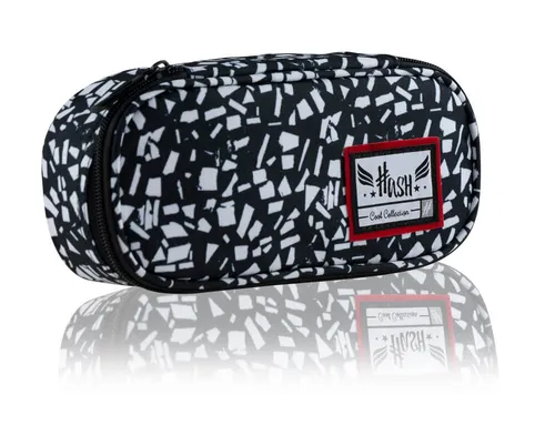 Federmäppchen Federtasche Federmappe Astra Hash, BLACK TERRAZZO Schwarz Geometrisch