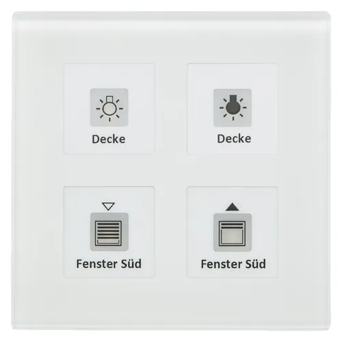 MDT BE-GT04W.01 KNX Glastaster 4-fach Plus, weiß - Sonstige Elektroinstallationsartikel mit 4 Sensorflächen, LED-Statusanzeige und umlaufendem Orientierungslicht für individuelle Steuerung im Smart Home.