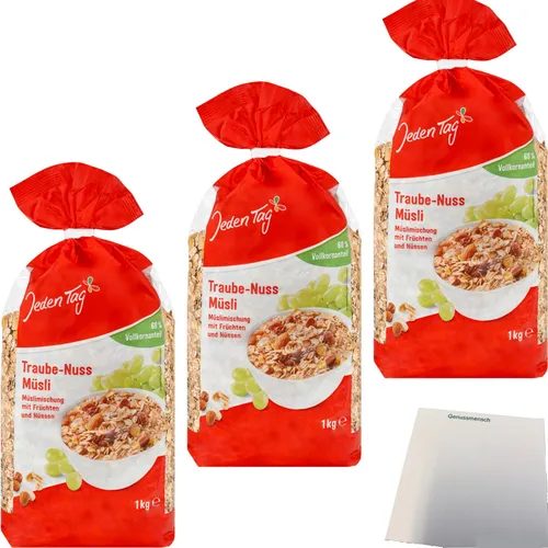 Jeden Tag Trauben Nuss Müsli 3er Pack 3x1kg usy Block