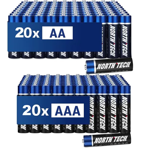 20x AA + 20x AAA Alkaline Batterien Ultra Leistungsstark North Tech MHD 2034