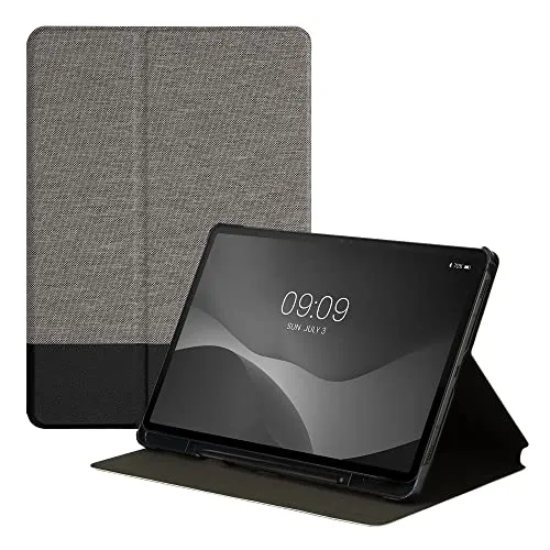 kwmobile Schutzhülle kompatibel mit Samsung Galaxy Tab S8 / Galaxy Tab S7 - Hülle Slim - Tablet Cover Case mit Ständer Hellgrau Schwarz