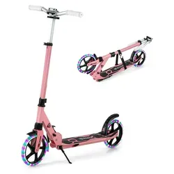COSTWAY Kinder Roller klappbar mit Leuchten, Scooter höhenverstellbar mit Tragegurt & Ständer, Cityroller bis 100kg belastbar, Tretroller Kicksco... - Rosa