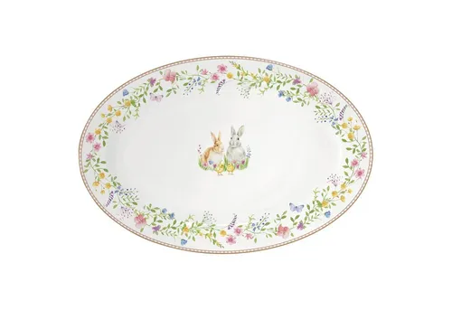 MamboCat Servierplatte Happy Easter - Bunte ovale Porzellanplatte - Servierplatten für Ostern, ideal für festliche Anlässe und sorgt für fröhliche Stimmung auf jedem Tisch.
