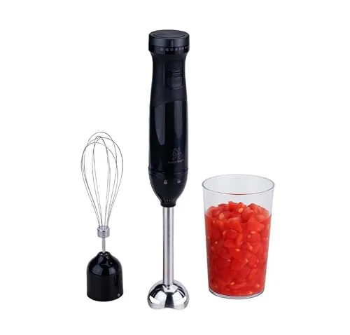 Stanley Rogers Stabmixer 4-teilig 27982 - Stabmixer mit kraftvollem 600W Motor, stufenlos verstellbaren 9 Geschwindigkeiten und praktischer Ein-Hand-Bedienung für müheloses Pürieren und Mixen.