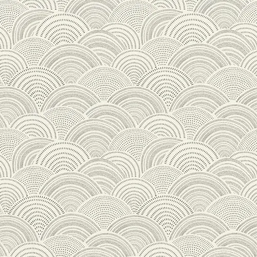 Rasch Tapete 581416 - Weiße Vliestapete mit grafischem Motiv mit schwarzen Punkten, Strichen und Bögen - 10,05m x 0,53m