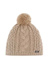 Eisbär Damen Mütze Afra Pompon beige - Strickmützen für Damen mit klassischem Zopfmuster und flauschigem Wollbommel, wärmt dank Innenfleece und bietet perfekten Sitz für kalte Tage.