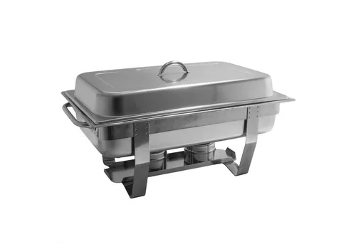AcMax Chafing Dish Speisenwärmer Edelstahl 65mm mit Deckel T633 - Silber - Professioneller Edelstahl Speisenwärmer für Buffets. Hält Speisen zuverlässig warm und sorgt für eine ansprechende Präsentation. Inklusive Wasserbad und Brennpastenbehältern.