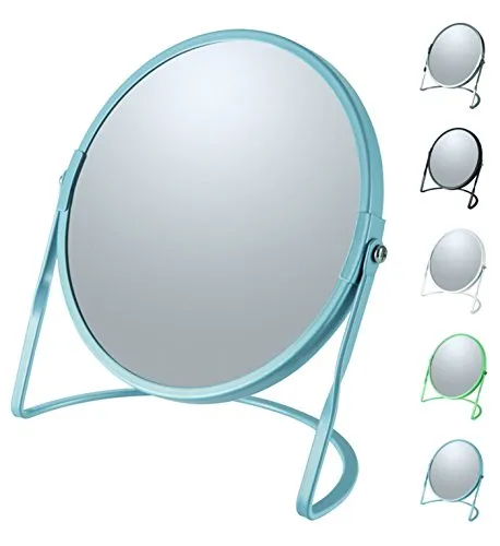 Spirella Kollektion Akira, Standspiegel für Schminktisch oder Badezimmer, 18,4 x 10,5 x 18,4 cm, wendbar, 100% und 5-fache Vergrößerung, Stahl, Blau, 18,4 x 10,5 x 18,4 cm