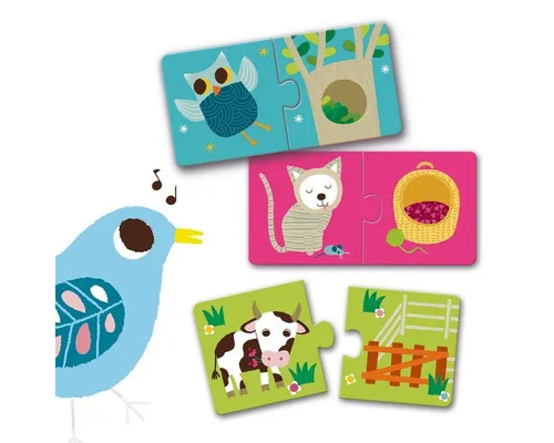 DJECO Puzzle Lernspiel Puzzle Duo Assoziationsspiel für Kinder ab 2 Jahren, 2 Puzzleteile