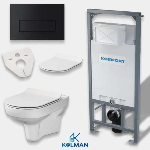 Spülrandloses Wand-WC Set mit Vorwandelement und Drückerplatte