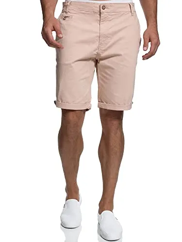 Indicode Herren Creel Chino Shorts mit 5 Taschen | Bermuda Herrenshorts Chinoshorts Freizeitshorts Männer Cameo Rose, 3XL