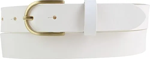BELTINGER Damen-Gürtel aus Vollrindleder mit goldener Gürtelschnalle 3 cm | Leder-Gürtel für Damen 30mm | Chino-Gürtel | Weiß 100cm