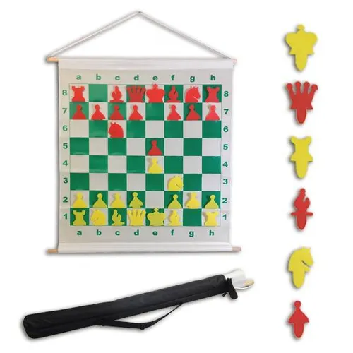 SchachQueen - didaktisches Demobrett rollbar und steckbar - Schachspiele, ideal für den Schachunterricht mit flexibler Nutzung und in bunten Farben für ein ansprechendes Lernumfeld.