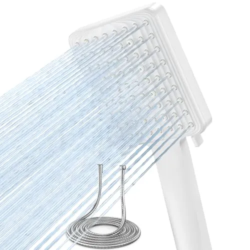 VOXON Duschkopf mit Schlauch 1,6m, Handbrause Duschbrause Groß, Duschkopf Wassersparend Hochdruck, Einhand-Einstellung, Brausekopf mit 6 Strahlarten