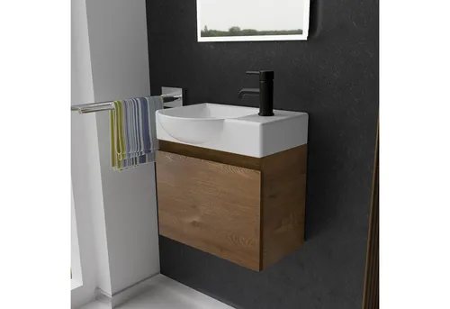 Alpenberger Badmöbel-Set - Gäste WC Waschbecken mit Unterschrank 45 cm - Badmöbel-Set mit modernem Design und Softclose-Funktion, ideal für platzsparende Lösungen im Gäste-WC. Hochwertige Materialien garantieren Langlebigkeit und einfache Pflege.