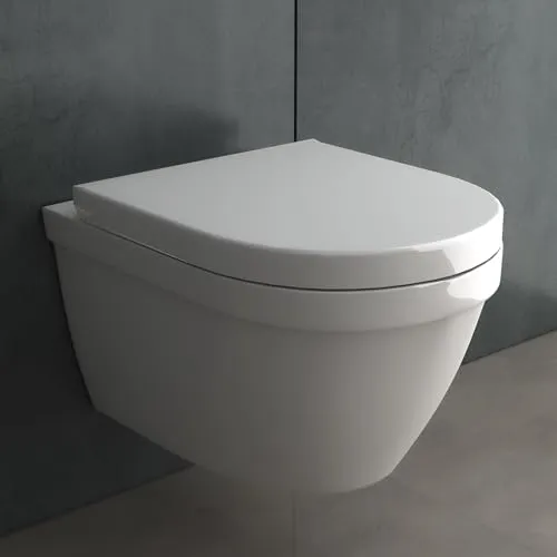 Alpenberger WC mit Bidet Funktion | Dusch WC mit WC Sitz mit Absenkautomatik | Taharet WC mit Nanobeschichtung | Hänge WC Spülrandlos, Passend Geberit (8201 U)