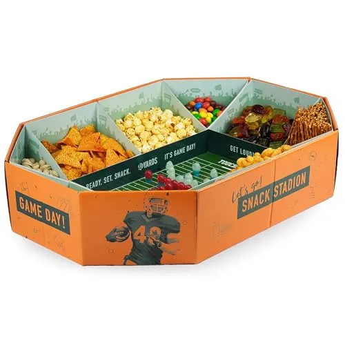 40YARDS American Football Snack Stadium – Großes XXL Snack Stadion (61 x 43 cm): Super Snackstadion als Deko für Football Bowl Party oder als Geschenk (wiederverwendbar)