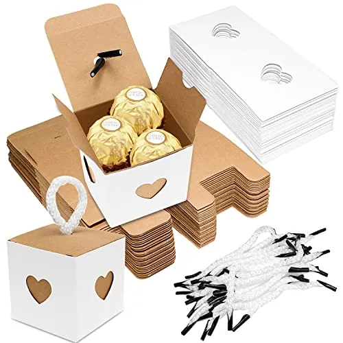 Geschenkbox Pralinenschachtel 30Stk 5,5x5,5x5,5cm Geschenkschachtel Gastgeschenke Kraftpapier für Taufe Weihnachten Süßigkeiten DIY Geburtstag Weihnachtsfeier Weiß