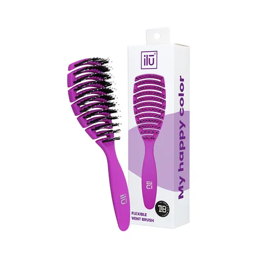 TB TOOLS FOR BEAUTY ILU MY HAPPY COLOR Lila - Entwirr Haarbürste für trockenes und nasses Haar, ideal zum Kämmen und Glätten von langen und kurzen Haaren