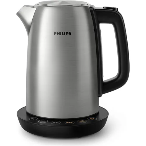 Philips Wasserkocher 1.7 L - Edelstahl, mit Temperaturregelung und Warmhaltefunktion für perfekten Teegenuss, 2200 Watt