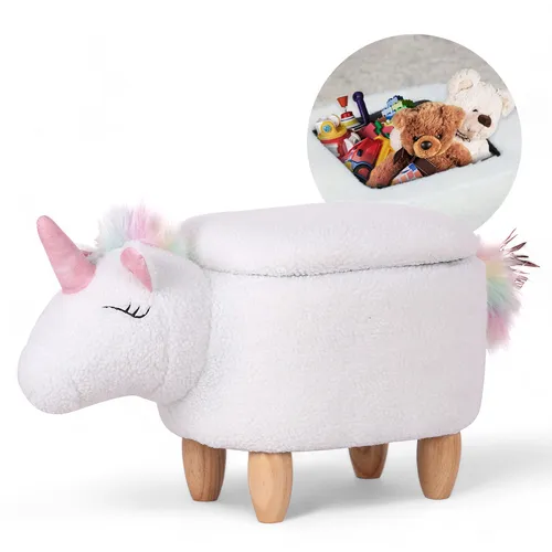 Tierhocker EINHORN mit Stauraum Organizer Sitzbox Kinder Sitzhocker Kinderhocker