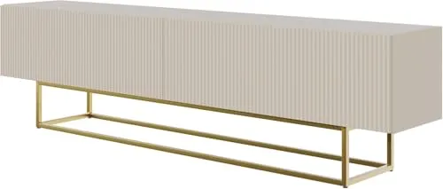 Selsey VELDIO TV-Schrank mit goldenen Beinen, 175 cm - TV-Halterung mit modernem Design, gefrästen Fronten und kratzfester Oberfläche für stilvolle Unterhaltung und einfache Pflege.