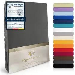 MOON Heimtextilien Spannbettlaken MOON-Luxury Spannbettlaken Jersey Stretch 230g/m2, 97% Mako-Baumwolle 3% Elastan schwarz 120 cm x 200 cm