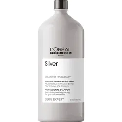 L'Oréal Professionnel Serie Expert Silver Shampoo 1500ml - Shampoo für blondiertes, graues und weißes Haar, neutralisiert Gelbstich mit Violett-Pigmenten und stärkt die Haarfaser für strahlende Leuchtkraft.