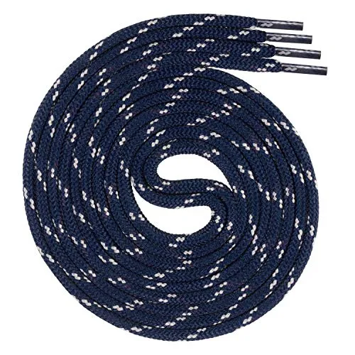 Swissly runde dunkelblau graue Schnürsenkel für Arbeitsschuhe und Trekkingschuhe aus 100% Polyester, Farbe: dunkelblau grau, Länge: 190cm