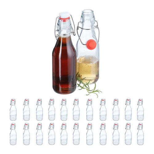 Glasflaschen Likörfläschchen 250 ml mit Bügelverschluss - Vorratsgefäße & -gläser, luftdicht und ideal zum Abfüllen von Likör oder anderen Flüssigkeiten, transparentes Glas mit praktischem Bügelverschluss.