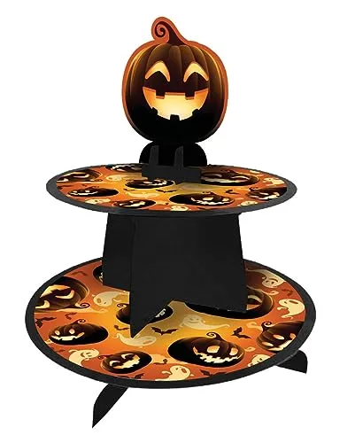 Horror-Shop Halloween Kürbis Etagere als Gebäckständer für den Tisch 40cm