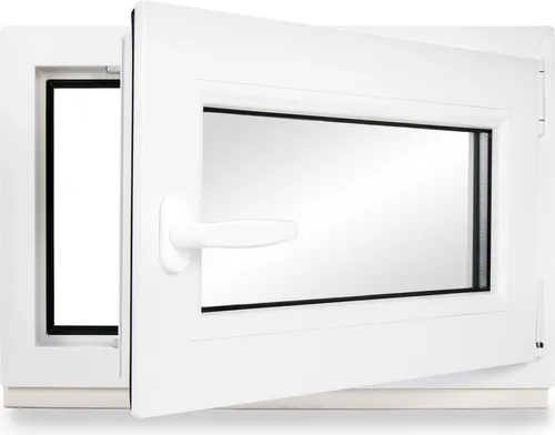 Kellerfenster Kunststoff weiß Dreh-Kipp 95x75 cm(BxH) DIN Rechts 2 -fach Glas Dichtung Schwarz