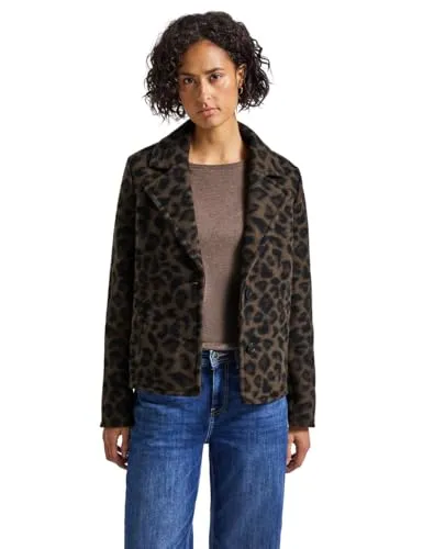 Street One Damen 1005479 Cosy Leo Jacke - Funktionsjacke mit Reverskragen und seitlichen Taschen, aus kuscheligem Material und im trendigen Leo-Muster, ideal für stylische Outfits in der kalten Jahreszeit.