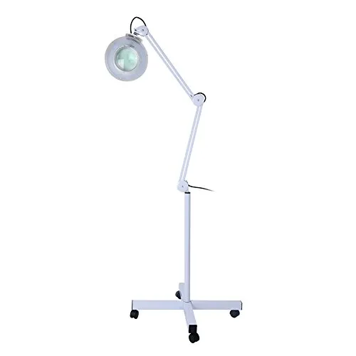SOULONG Lupe mit 5 Dioptrien, 5-fache Vergrößerung mit LEDs und Rollen, Licht für Kosmetiker, Labor und Präzisionsarbeiten, 220-240 V, Weiß
