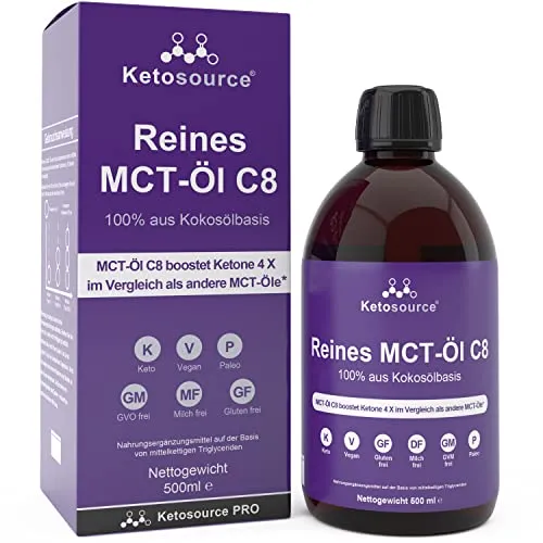 Reines MCT Öl C8 | Höchste Reinheit & 4X Ketone in schwarz von Ketosource