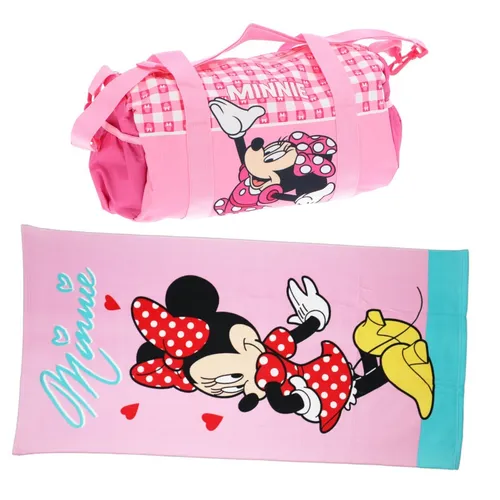 Disney Minnie Maus 2tlg. Set Kinder Sporttasche Tasche plus Badetuch 70x140 cm