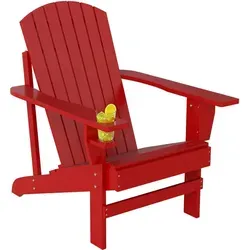 Outsunny Adirondack-Gartenstuhl mit Becherhalter - Rot - Genießen Sie entspannte Stunden im Outsunny Adirondack-Stuhl. Mit bequemer Neigung, breiten Armlehnen und praktischem Getränkehalter bietet dieser robuste Stuhl aus Fichtenholz Komfort für jeden. Ideal für Garten und Balkon.