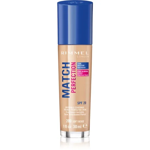 Rimmel Match Perfection Flüssiges Make-Up SPF 20 Farbton 200 Soft Beige 30 ml