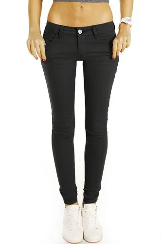 be styled Röhrenhose Low Waist Hosen hüftige Skinny Stretch fit Hüftjeans - Damen - j14f-2 Schleife auf Gesäßtaschen