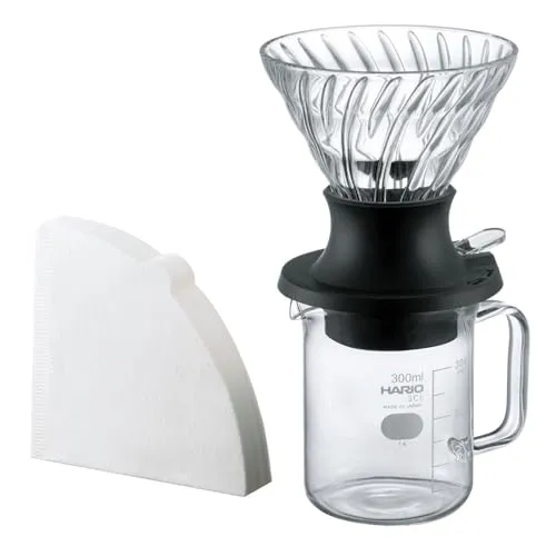 HARIO Start-Stop Dripper Set 200ml Handfilter Kaffeebereiter | SSD-5012-B, Schwarz